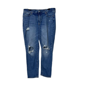 Old Navy Womens 14 High Rise OG Straight Blue Jeans Distressed